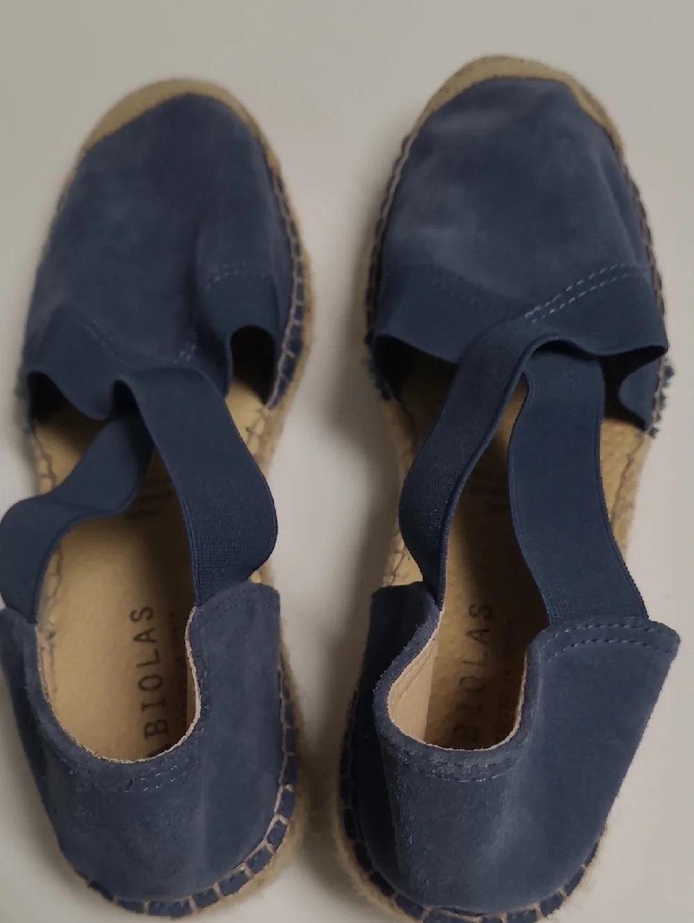 Fabiolas Women’s Handcrafted Suede Independence Blue Espadrille Flats - Size 9